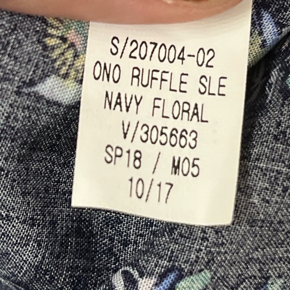 Old Navy Dark Blue Ruffle Shoulder Dress with Pastel Floral Size Small - Picture 10 of 12